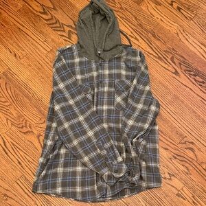 RSQ Gray and Blue Flannel Shirt